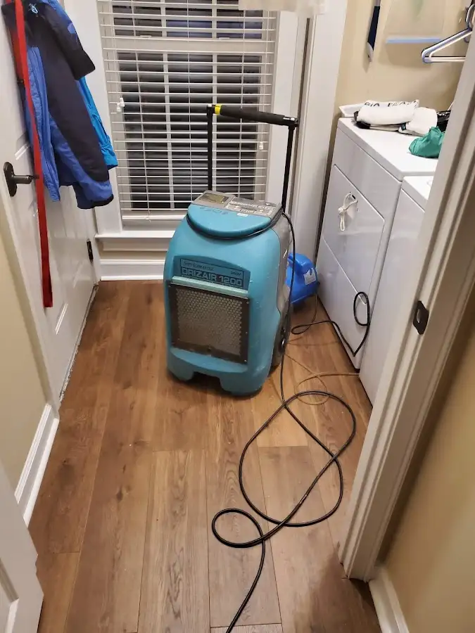 Commercial dehumidifier deployed for Flood Damage Cleanup in Wake Village